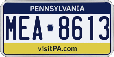 PA license plate MEA8613