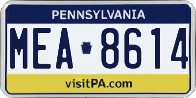 PA license plate MEA8614