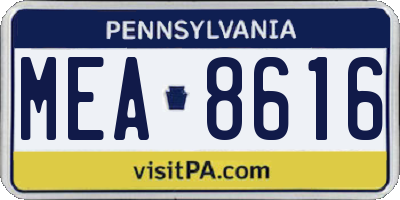 PA license plate MEA8616