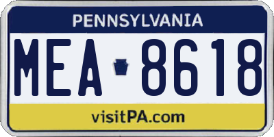 PA license plate MEA8618
