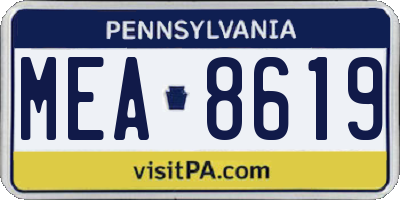 PA license plate MEA8619