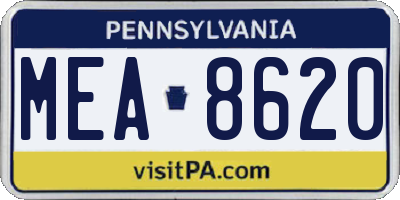 PA license plate MEA8620