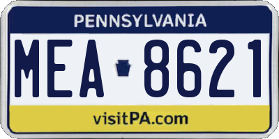PA license plate MEA8621