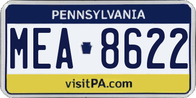PA license plate MEA8622