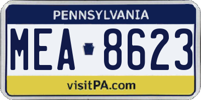PA license plate MEA8623