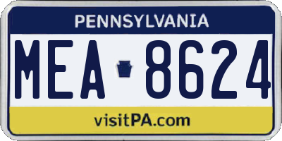 PA license plate MEA8624