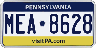 PA license plate MEA8628