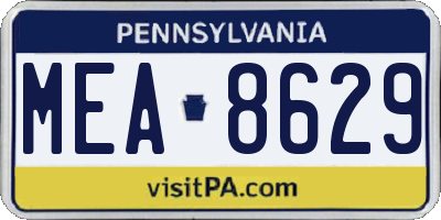 PA license plate MEA8629