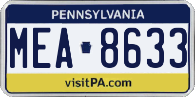 PA license plate MEA8633