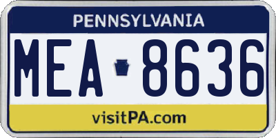 PA license plate MEA8636
