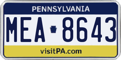 PA license plate MEA8643