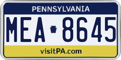 PA license plate MEA8645