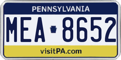 PA license plate MEA8652