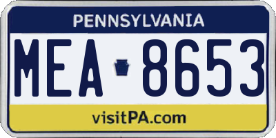 PA license plate MEA8653