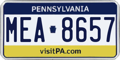 PA license plate MEA8657
