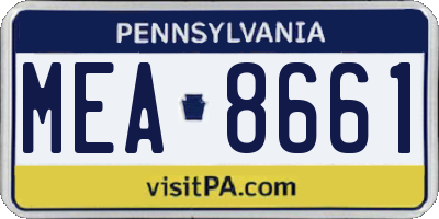 PA license plate MEA8661