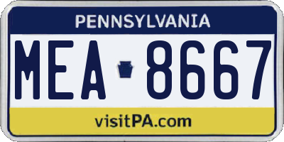 PA license plate MEA8667
