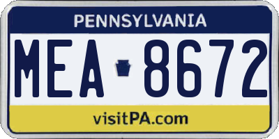 PA license plate MEA8672