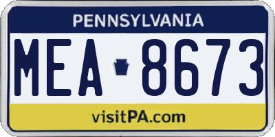 PA license plate MEA8673