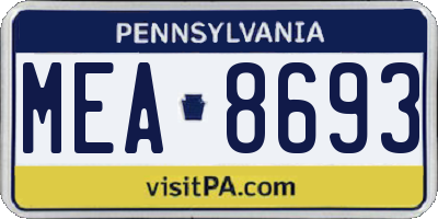 PA license plate MEA8693