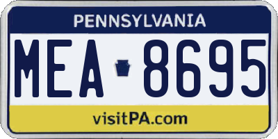 PA license plate MEA8695