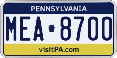 PA license plate MEA8700