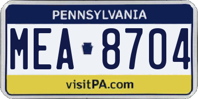 PA license plate MEA8704