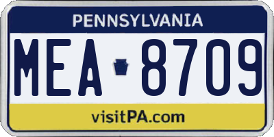 PA license plate MEA8709
