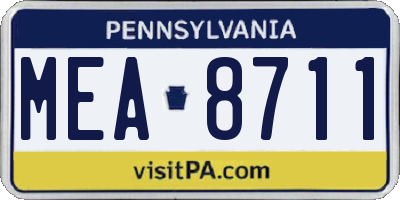 PA license plate MEA8711