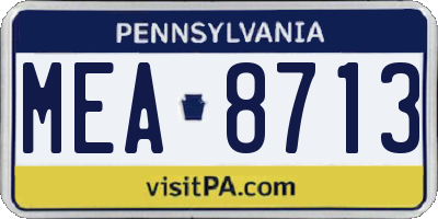 PA license plate MEA8713
