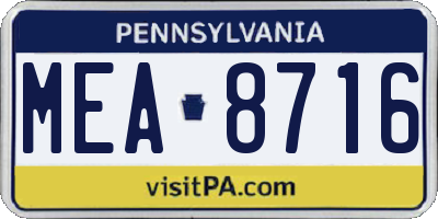 PA license plate MEA8716
