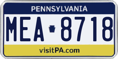 PA license plate MEA8718