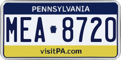 PA license plate MEA8720