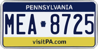 PA license plate MEA8725