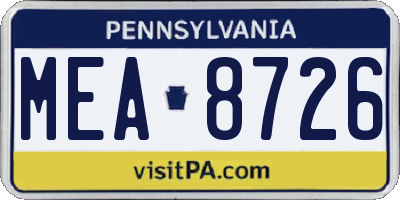 PA license plate MEA8726