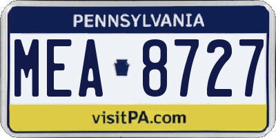 PA license plate MEA8727
