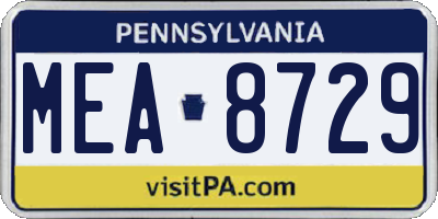 PA license plate MEA8729