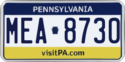 PA license plate MEA8730