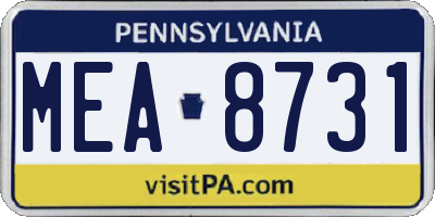 PA license plate MEA8731