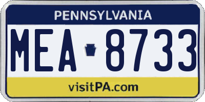 PA license plate MEA8733