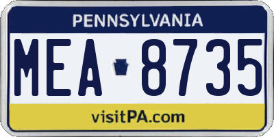 PA license plate MEA8735