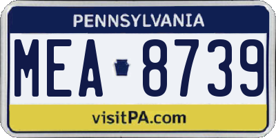 PA license plate MEA8739