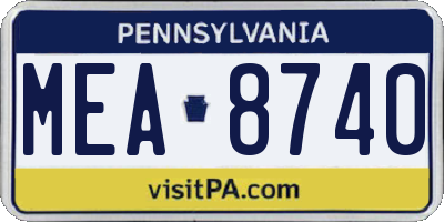 PA license plate MEA8740