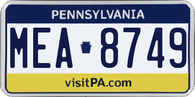 PA license plate MEA8749