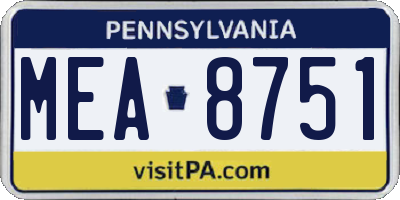 PA license plate MEA8751