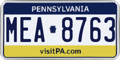 PA license plate MEA8763