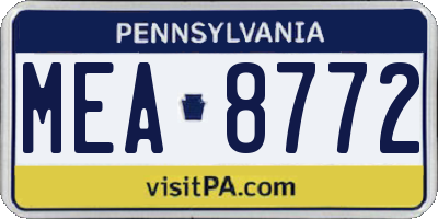 PA license plate MEA8772