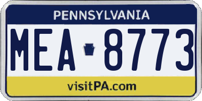 PA license plate MEA8773