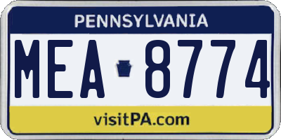 PA license plate MEA8774