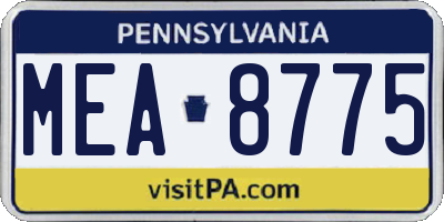 PA license plate MEA8775